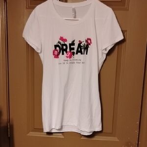 Dream White Tee with Pink Floral Design